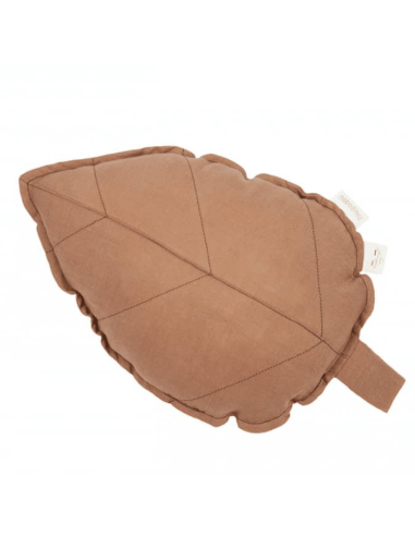 Coussin Feuille Lin Noisette - Nobodinoz